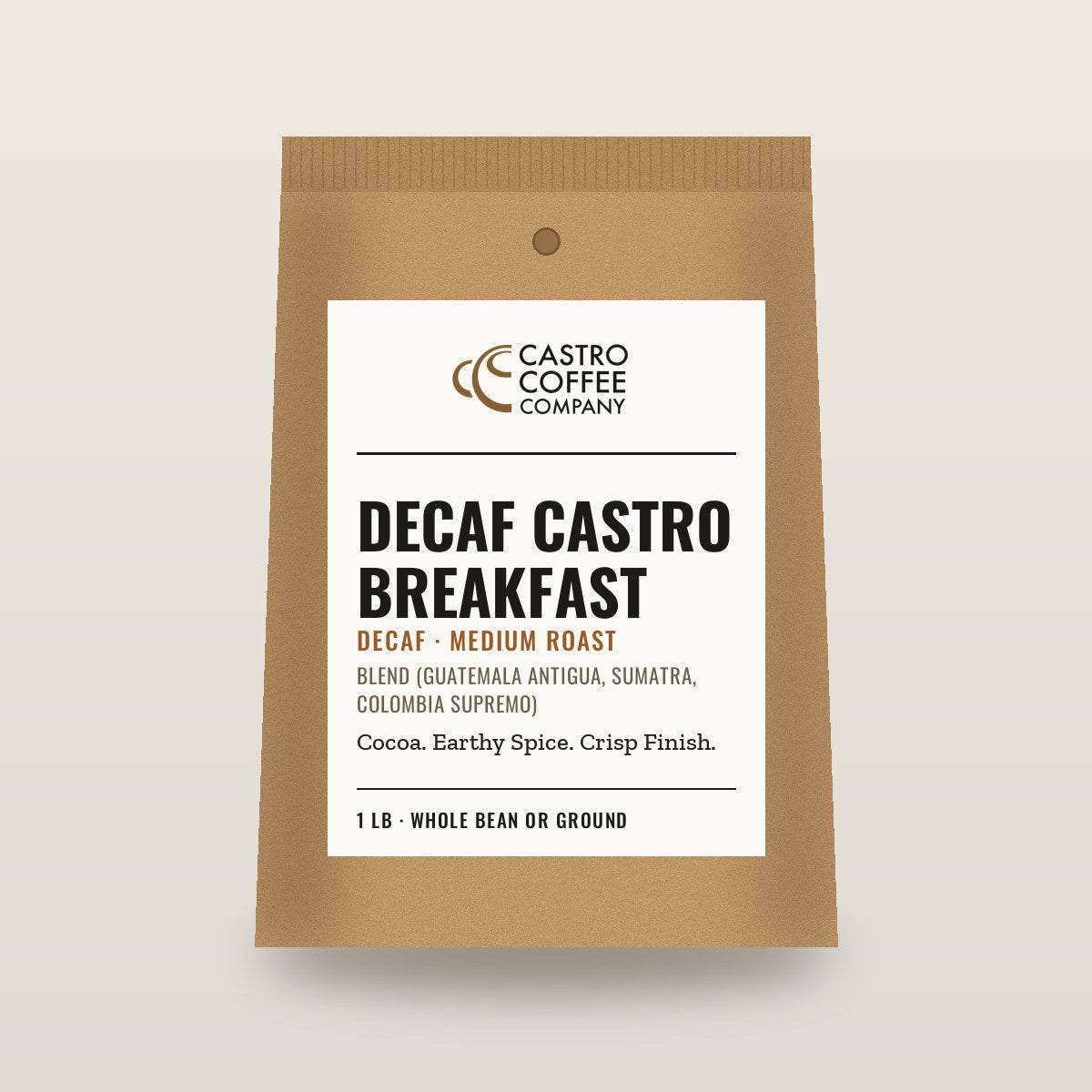 Decaf Castro Breakfast — Castro Coffee bag