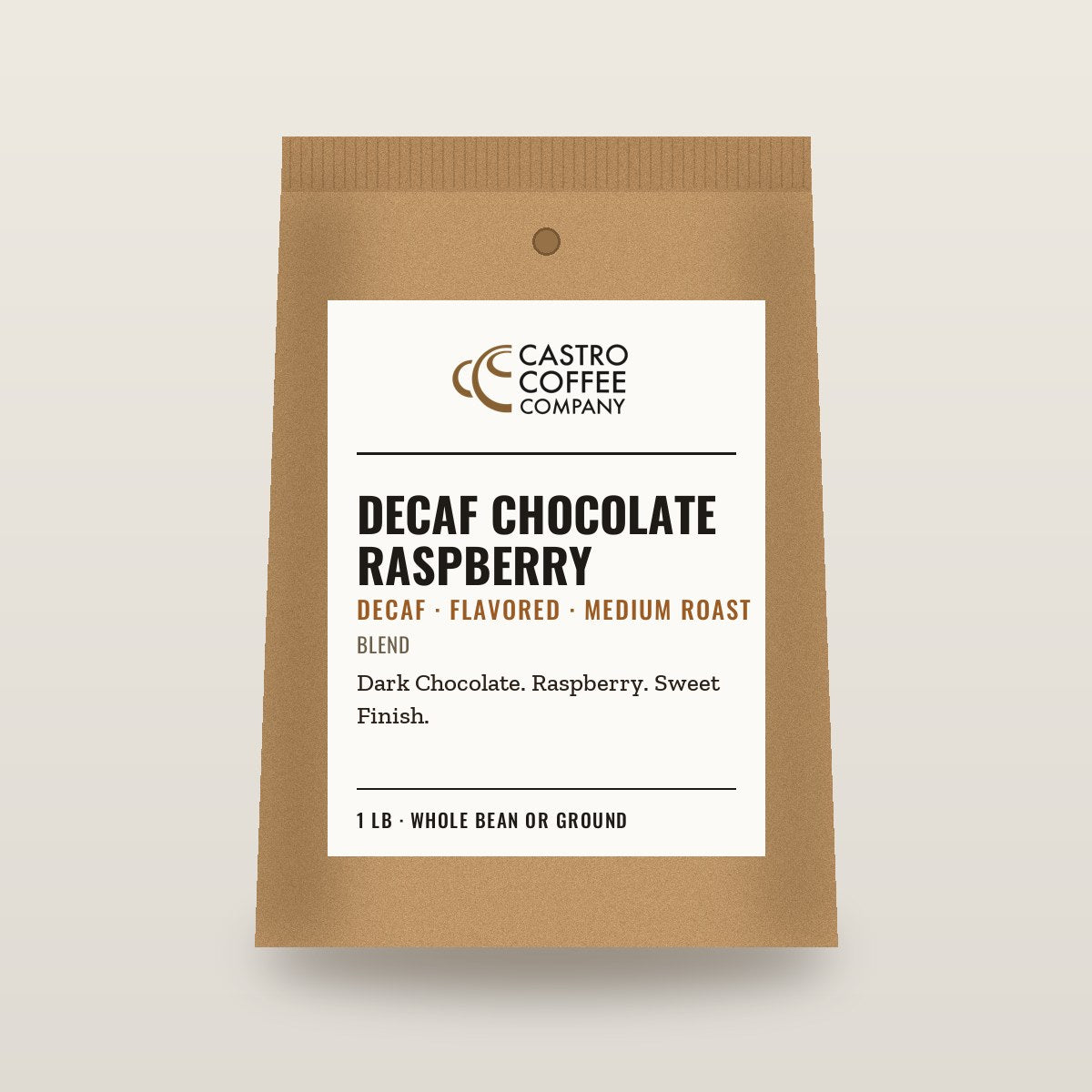 Decaf Chocolate Raspberry — Castro Coffee bag