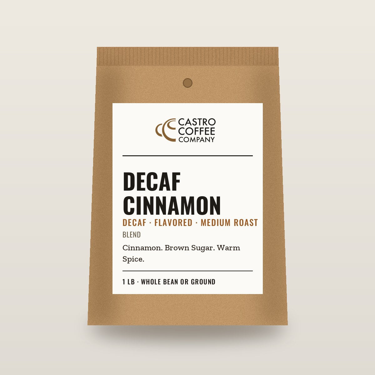 Decaf Cinnamon — Castro Coffee bag