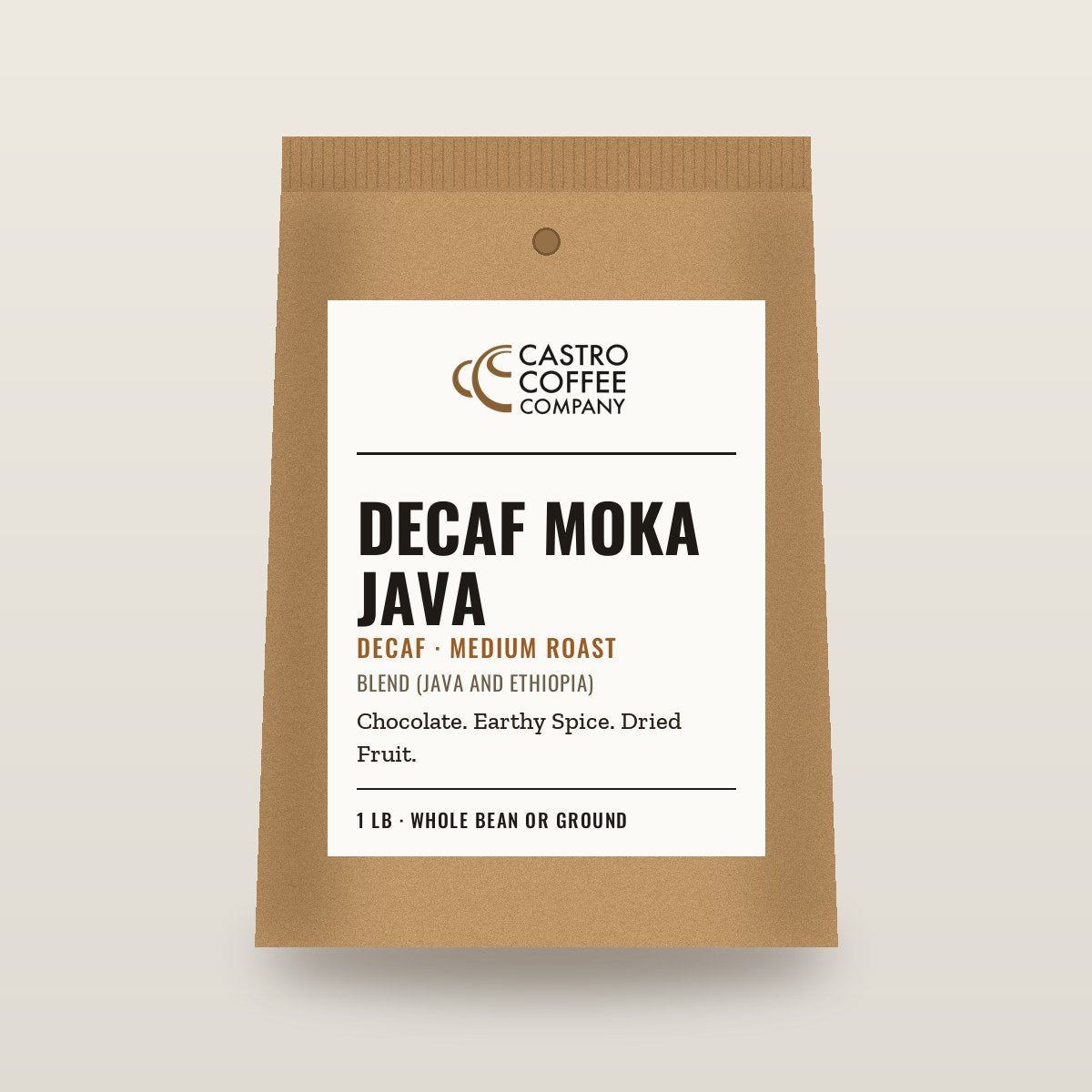 Decaf Moka Java — Castro Coffee bag