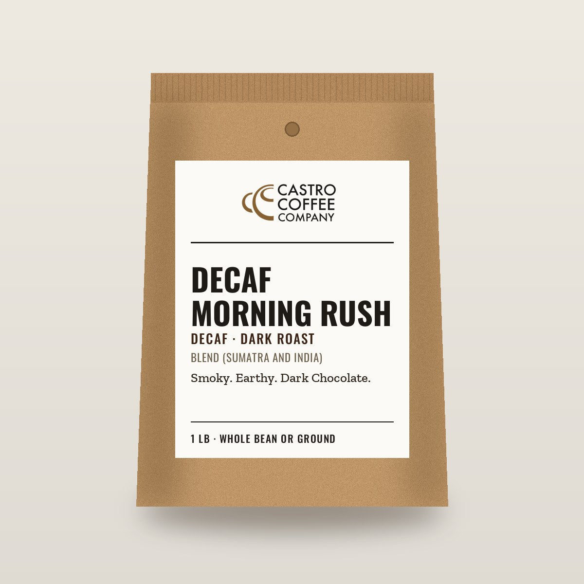 Decaf Morning Rush — Castro Coffee bag