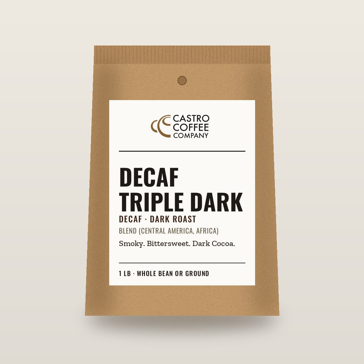 Decaf Triple Dark — Castro Coffee bag