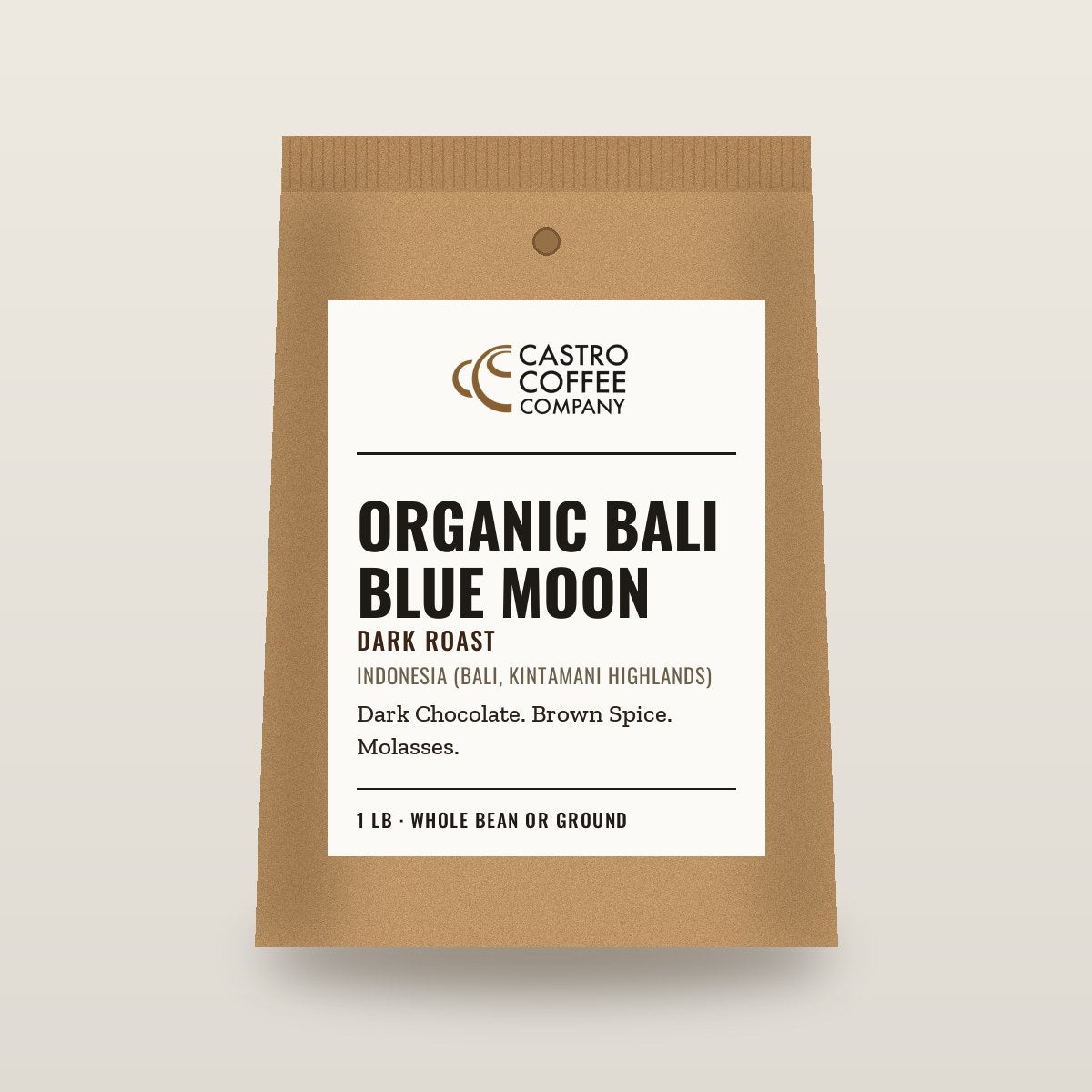 Organic Bali blue moon — Castro Coffee bag